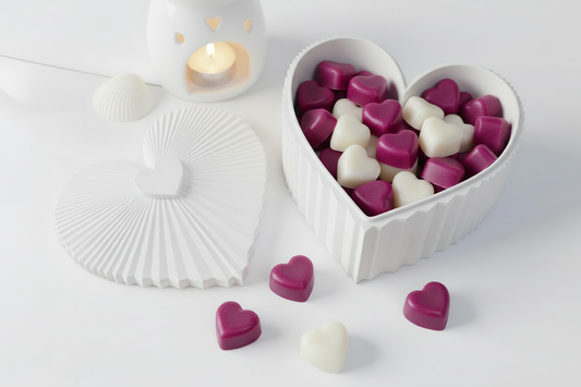 Dark Orchid Mini Heart Wax Melts in heart container - consistent color