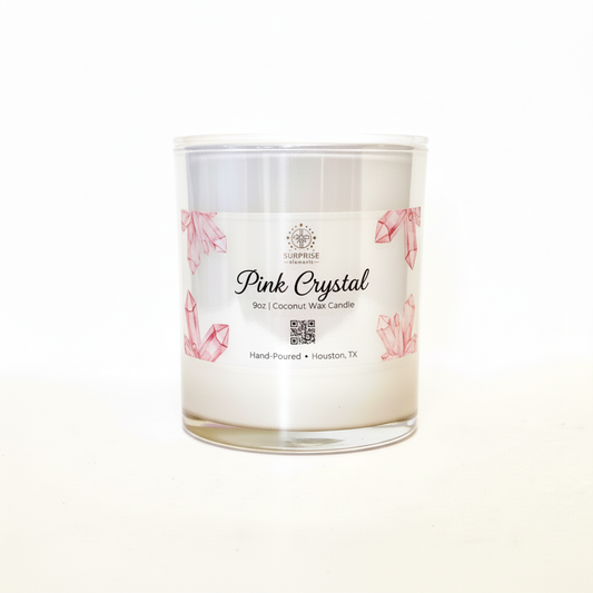 Candle with a label on a white background